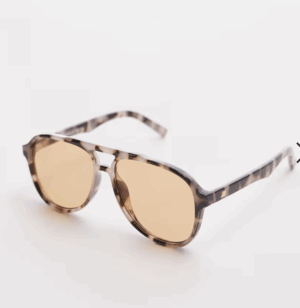 Le Specs – Tragic Magic – Lunettes de soleil aviateur avec verres couleur ambre – Écaille de tortue cookie