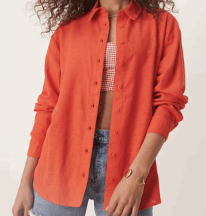 ASOS DESIGN – Chemise en lin mélangé – Rouge