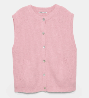 Gilet sans manches en maille douce à boutons rose pull and bear