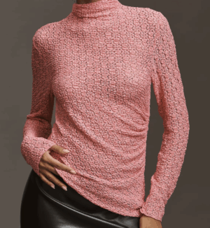 Top manches longues en dentelle smockée By Anthropologie