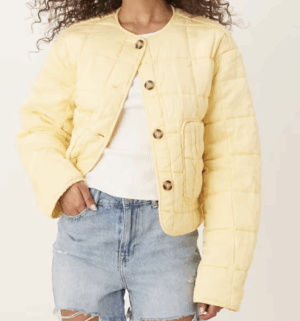 ASOS DESIGN – Veste matelassée courte et sans manches – Citron