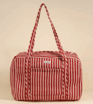 Sac Week-end ou à langer Lola Rayures Lie de Vin MAISON HORIZON