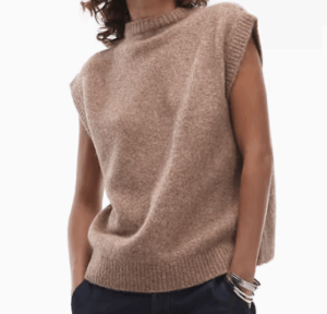 ASOS DESIGN – Débardeur en laine mélangée avec ourlet incurvé – Moka