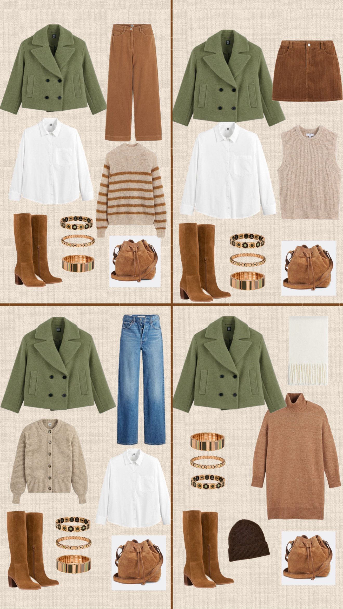 idées look mateau caban vert la redoute