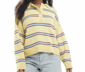 ASOS DESIGN – Polo en maille à rayures – Jaune