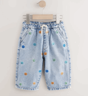 Bleu moyen – Jean en denim brodé 100 % coton next