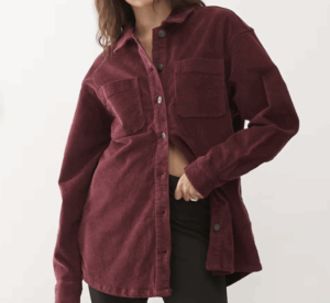 Noisy May – Chemise oversize en velours côtelé – Bordeaux