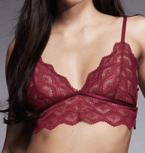 ASOS DESIGN – Bryn – Brassière longue en dentelle – Bordeaux