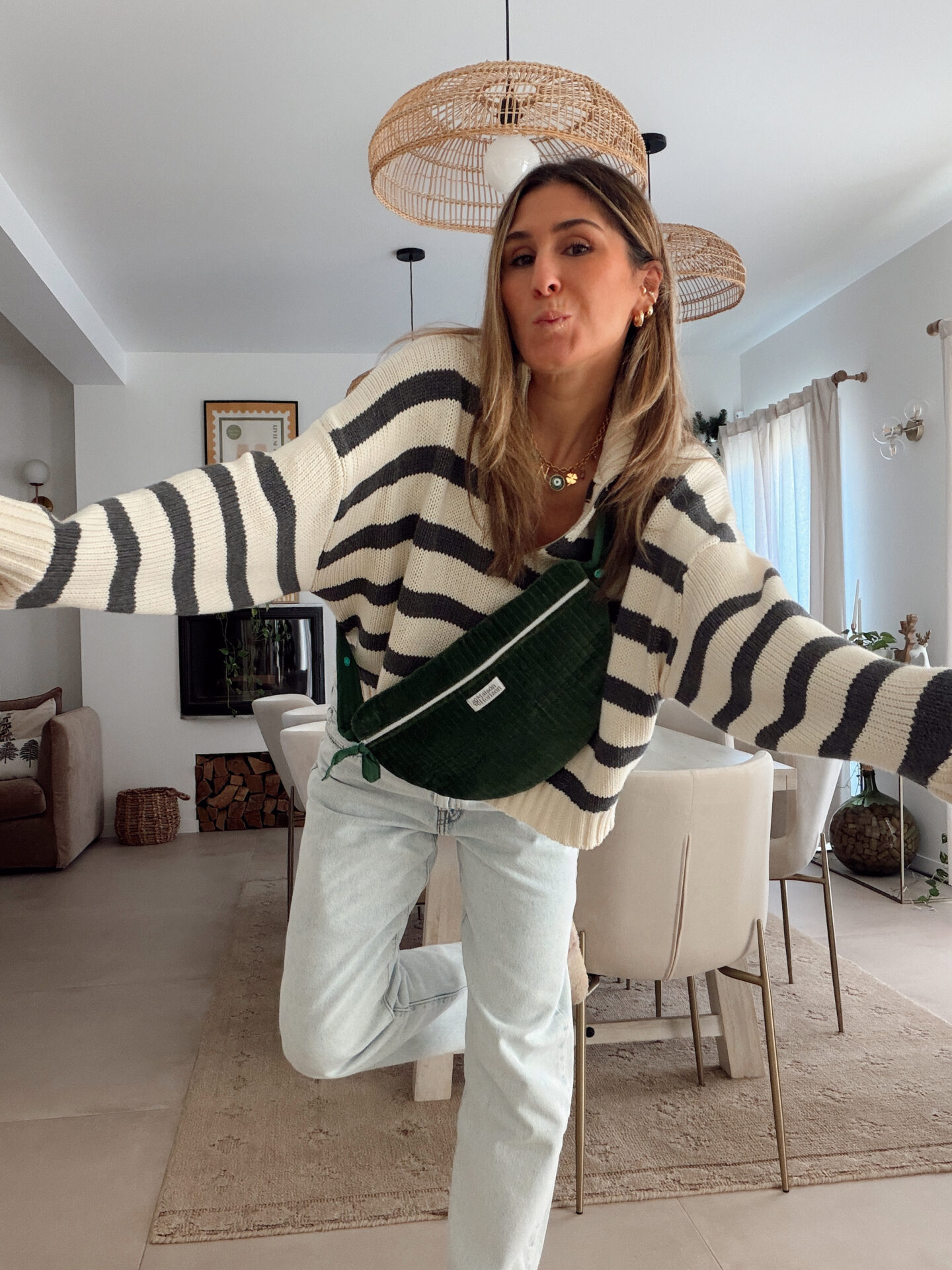 @chon.and.chon lokk simple confortable jean Lévis pull rayé