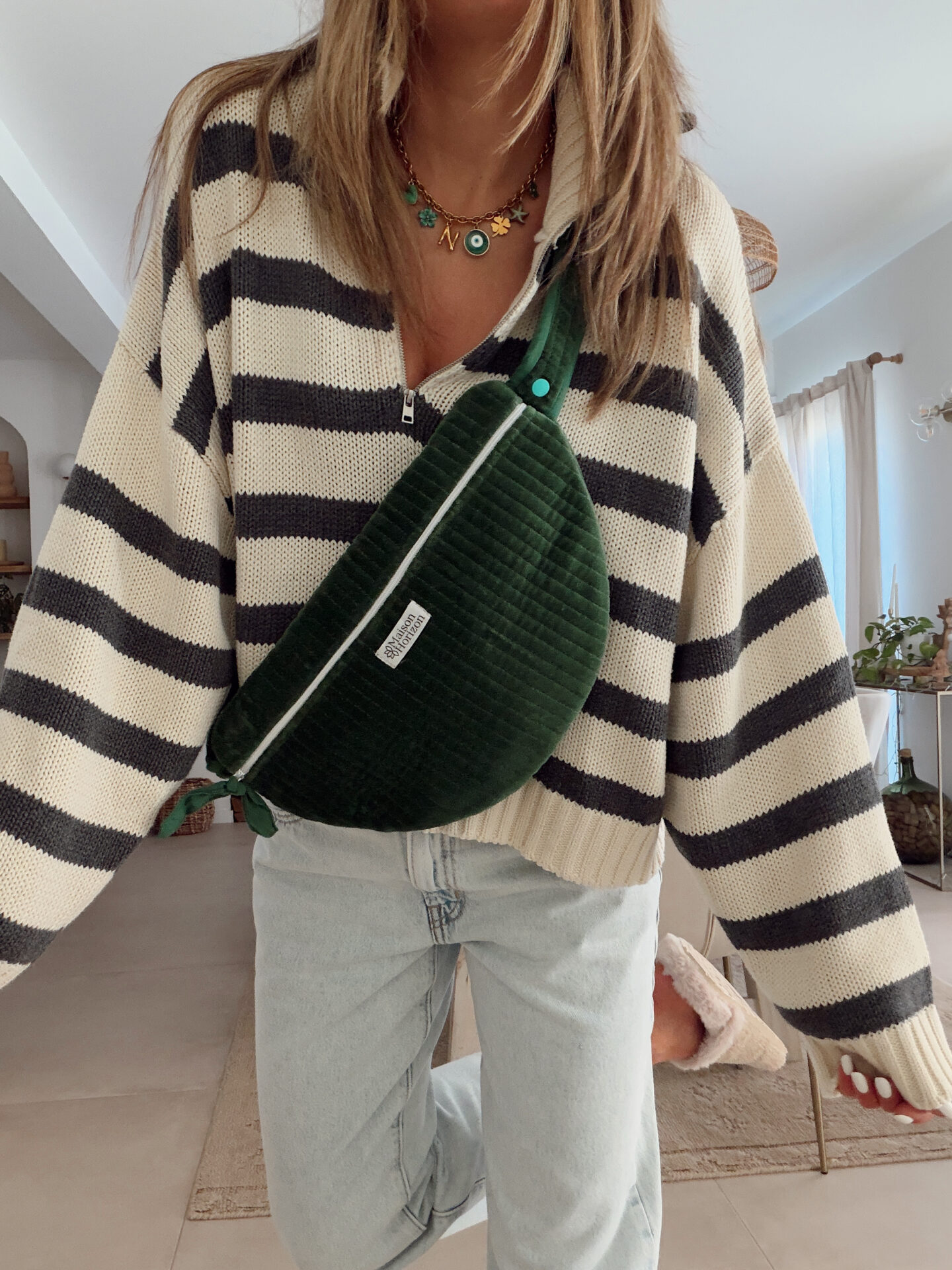 @chon.and.chon lokk simple confortable jean Lévis pull rayé