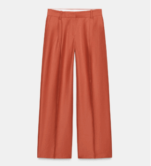 PANTALON DROIT À PINCES ouille corail zara