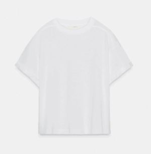 T-SHIRT EN COTON À MANCHES COURTES blanc zara