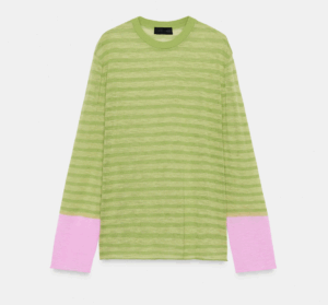 PULL EN MAILLE À RAYURES rose et vert zara