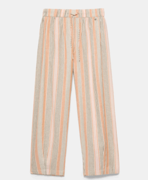 Pantalon barrel à rayures saumon pull and bear