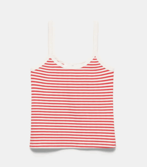 Top à bretelles rayé rouge blanc pull and bear