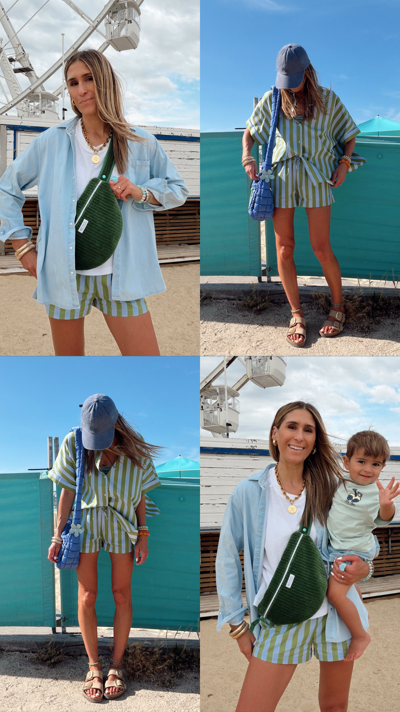 ensemble rayé zara bleu vert chemise rayures @chon.and.chon