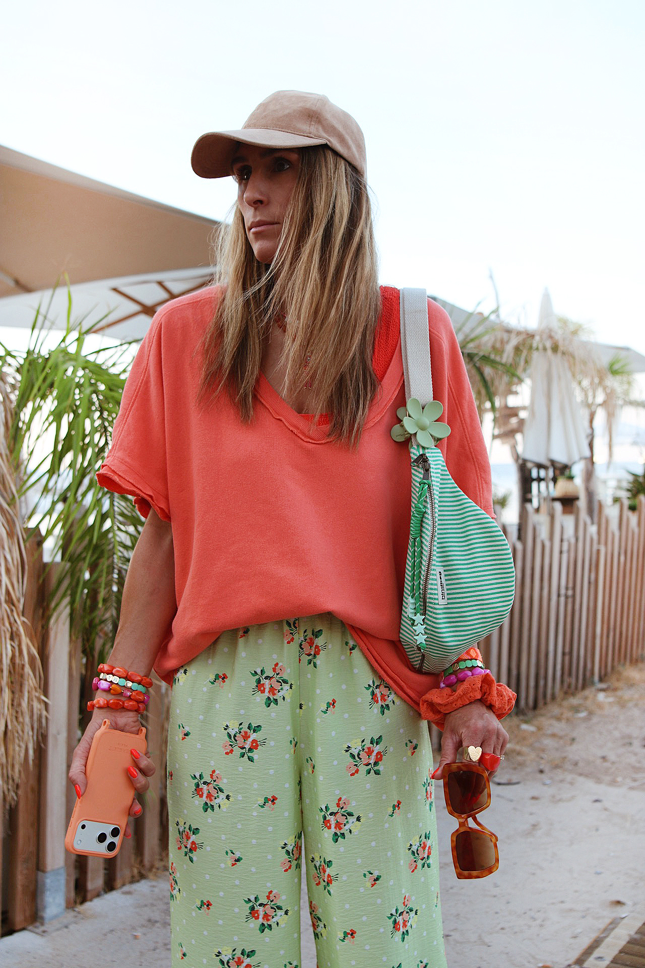 pantalon zivow American vintage vert fleurs