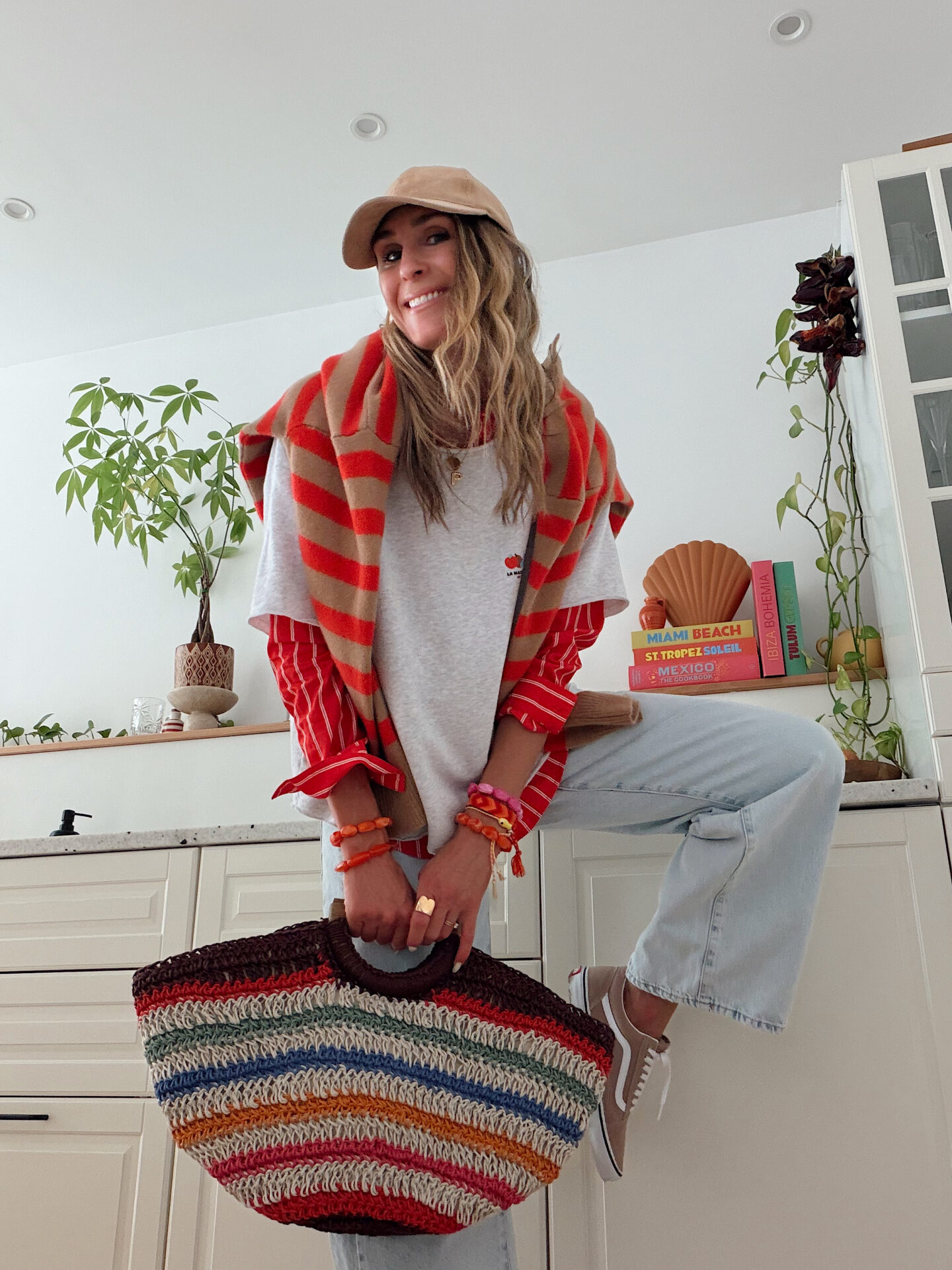 pull zara cachemire rayures rouge marron @chon.and.chon
