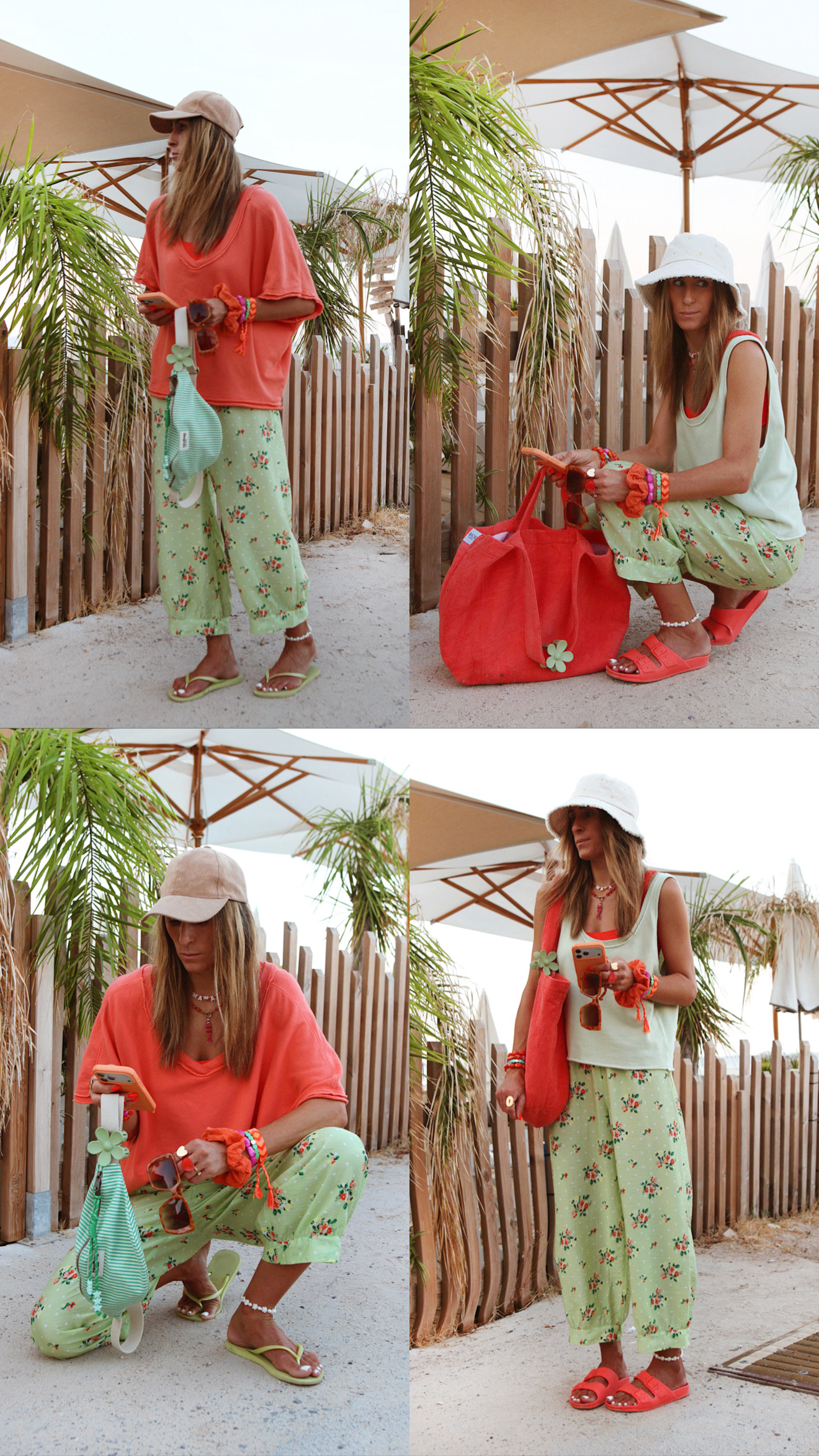 pantalon zivow American vintage vert fleurs