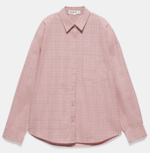 Chemise à carreaux avec poche rose pull and bear