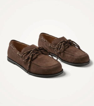VANESSA WU Mocassins bateau avec talon plat et bout rond JUNO Moor