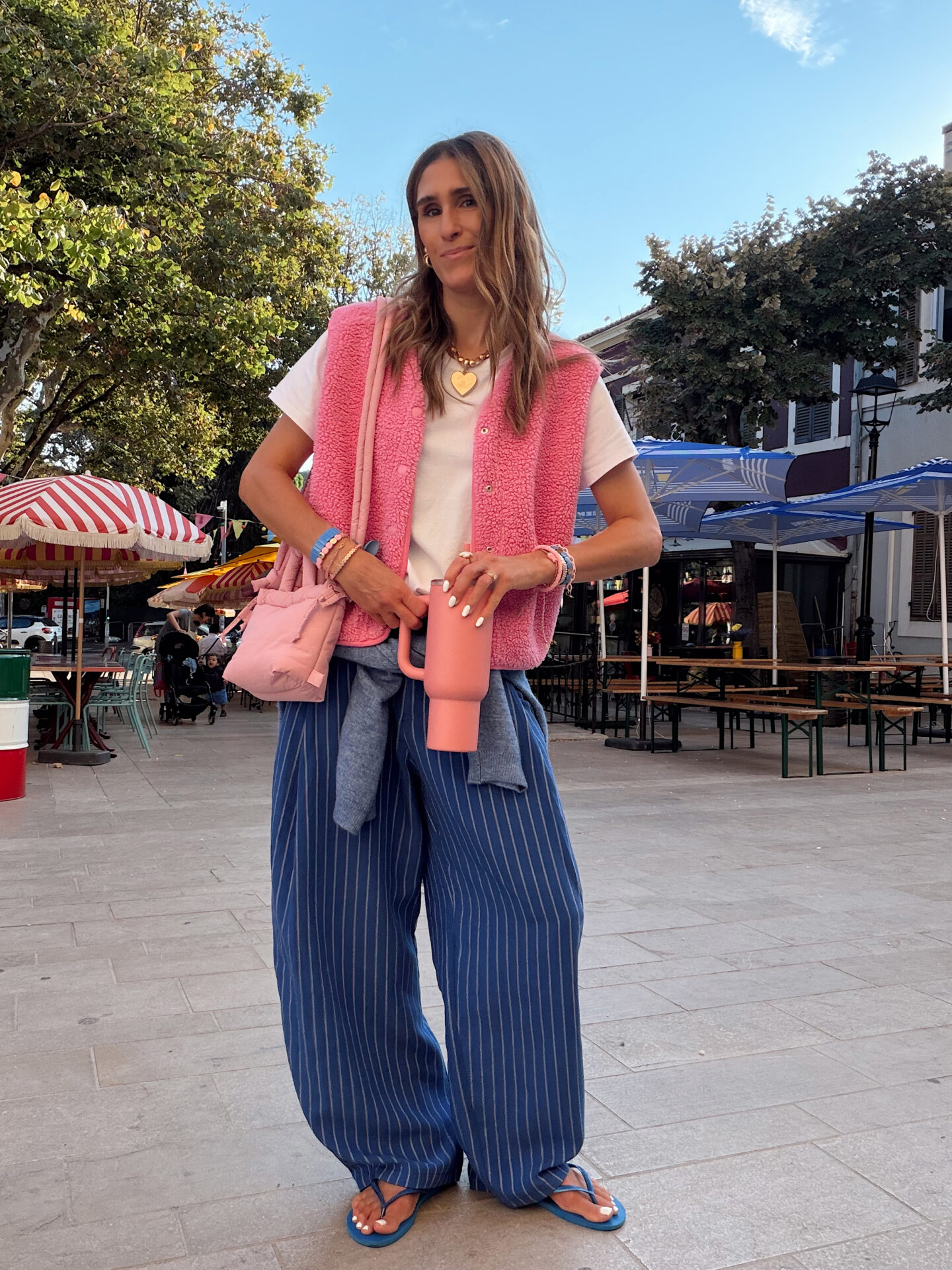 veste reversible paloma rose promod pantalon fluide bleu zara