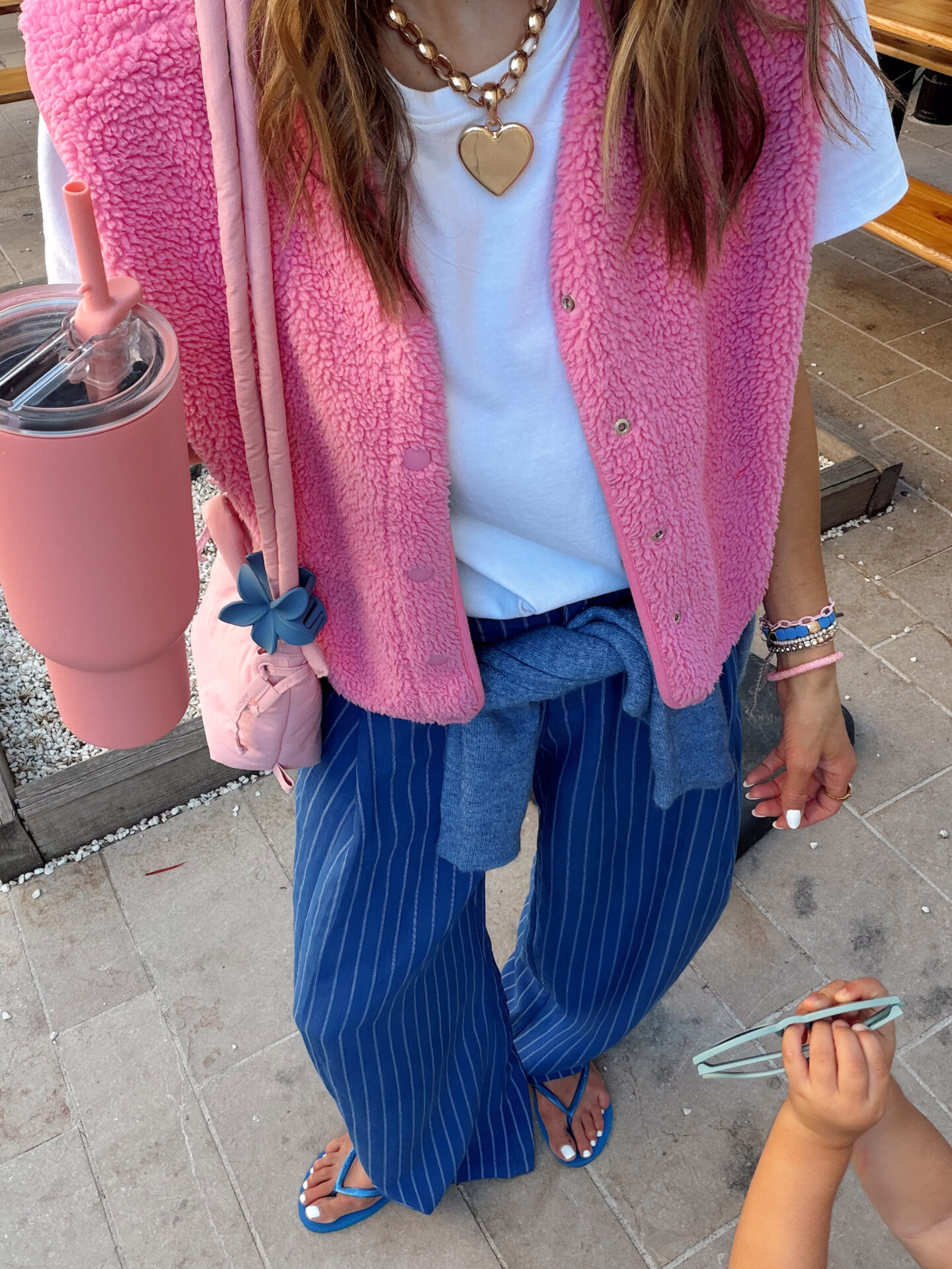 veste reversible paloma rose promod pantalon fluide bleu zara