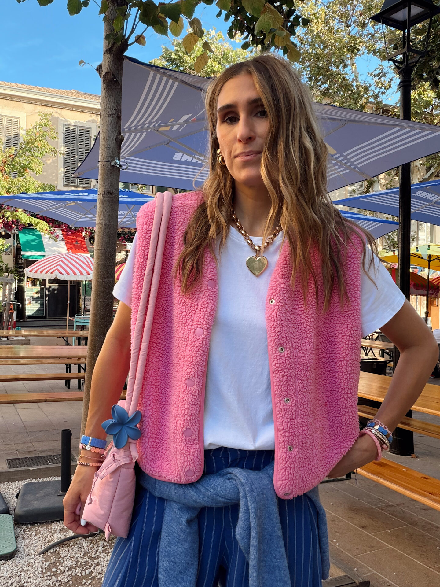 veste reversible paloma rose promod pantalon fluide bleu zara