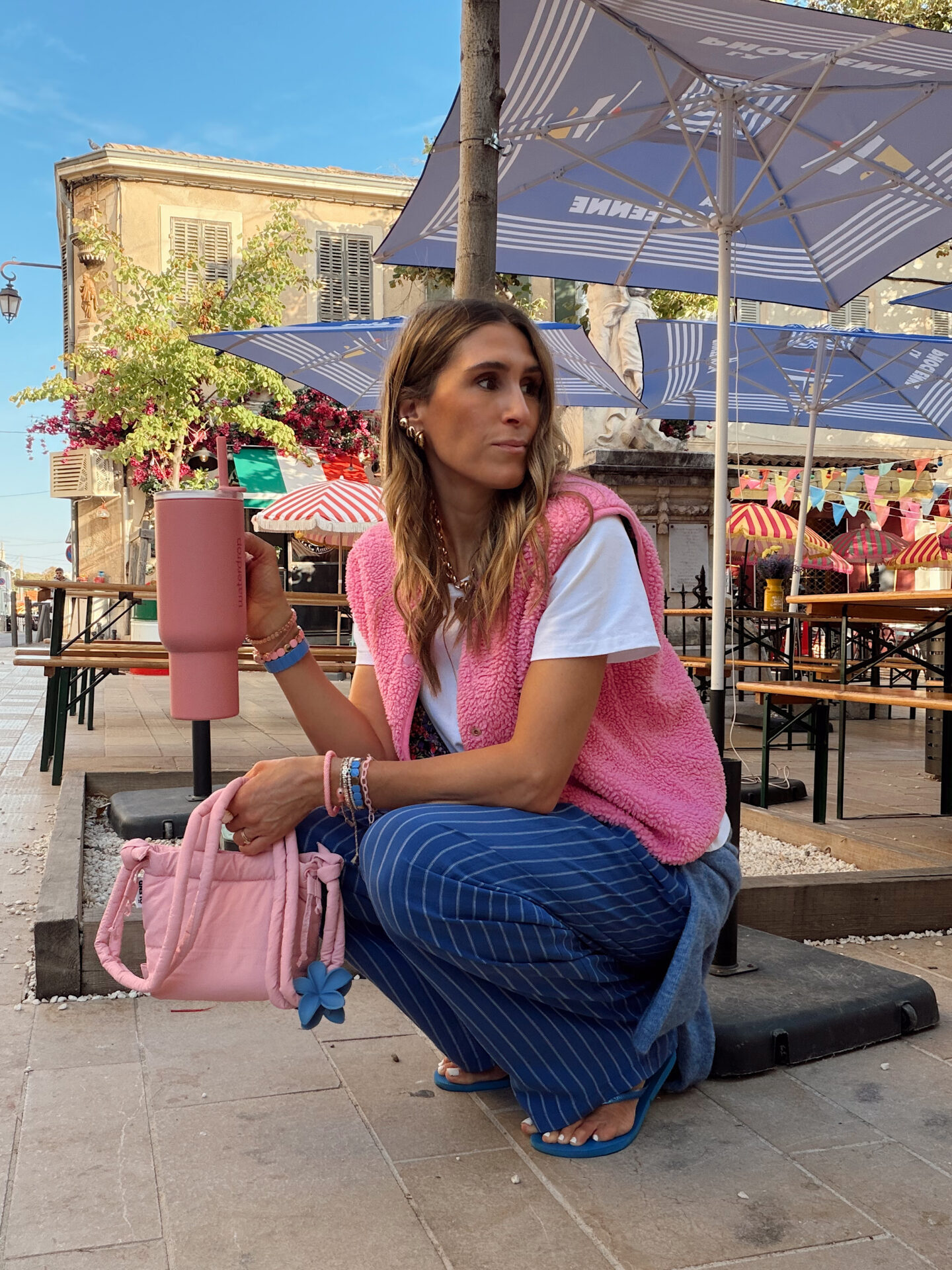 veste reversible paloma rose promod pantalon fluide bleu zara